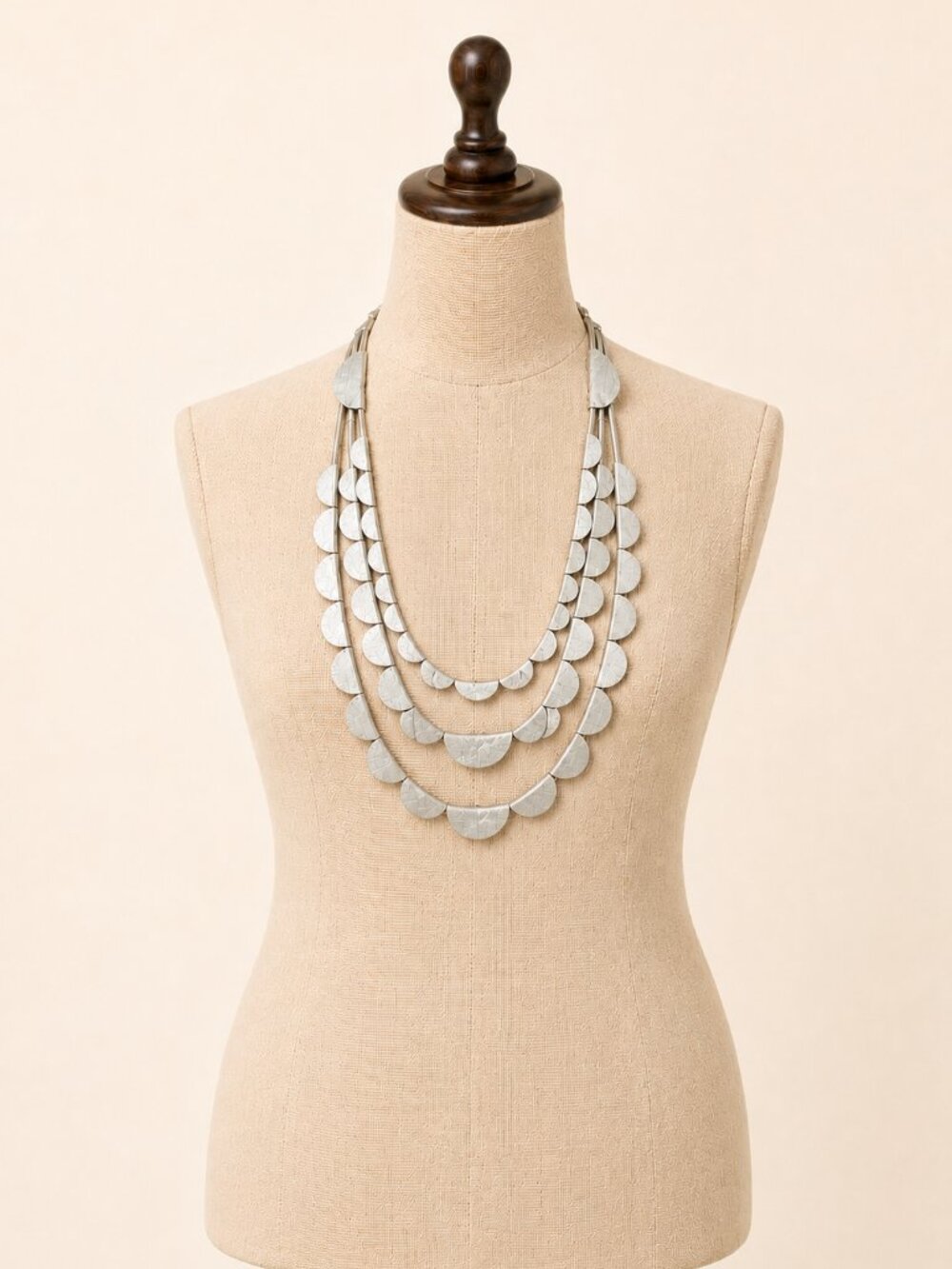 Chico's Layered Brushed Silver-Tone Statement Necklace